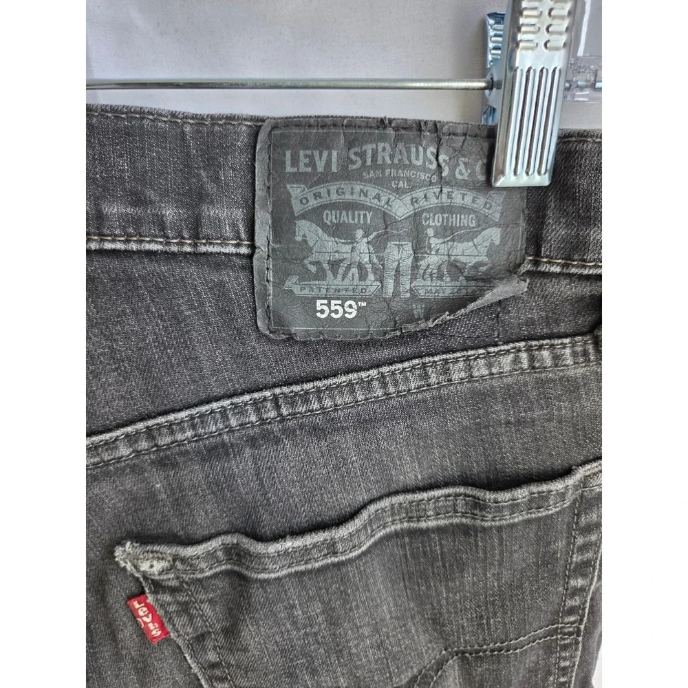 Levis 559 Jeans Mens Black Faded Relaxed Mid Rise Straight